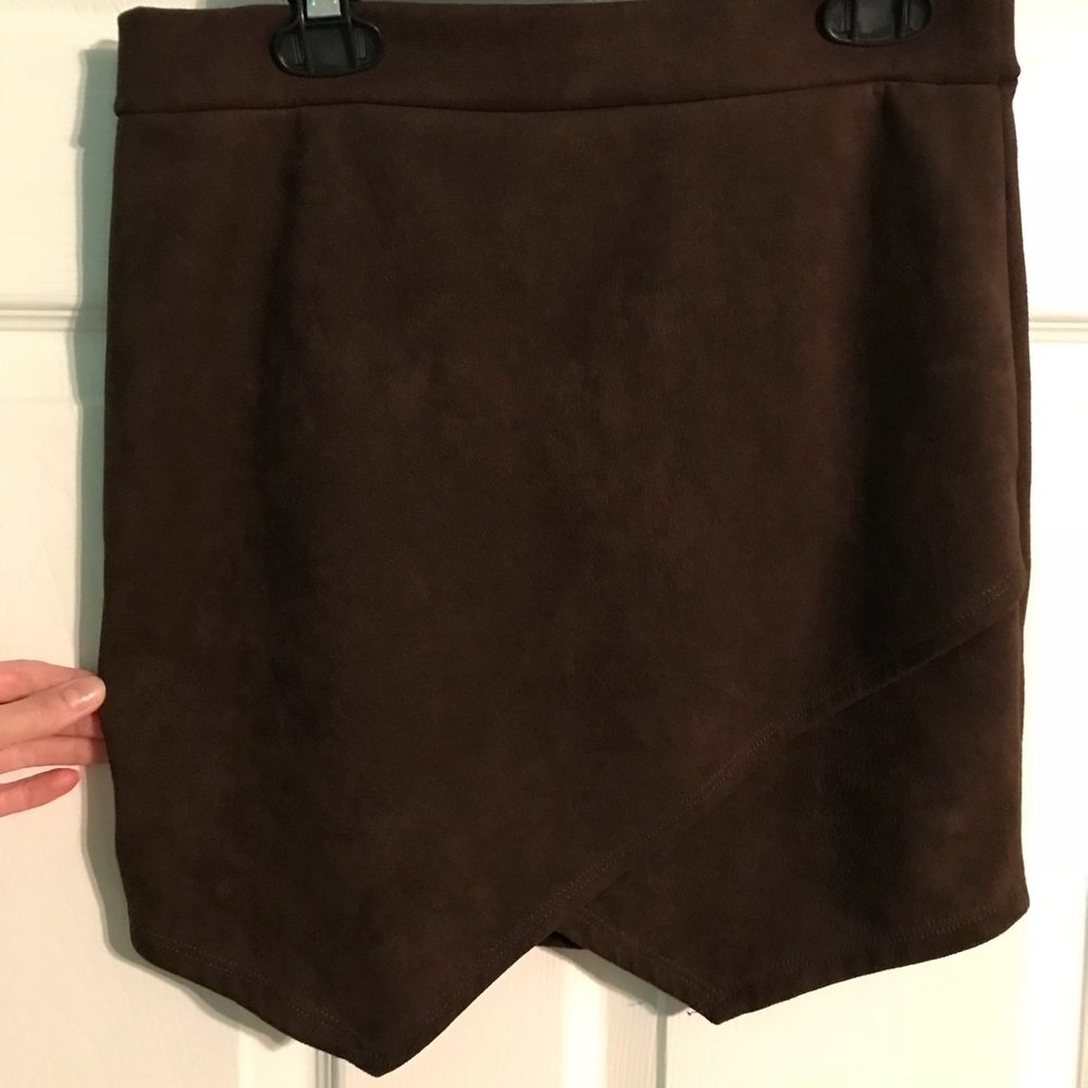 Chocolate suede tulip skirt